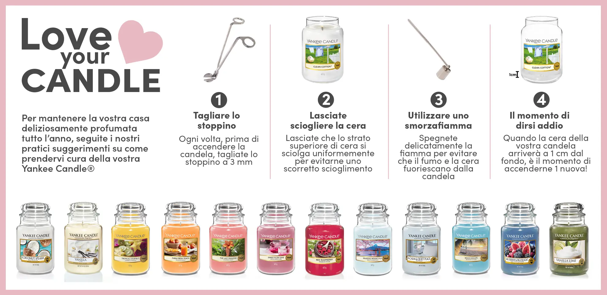 Cura e mantenimento candele giara Yankee Candle